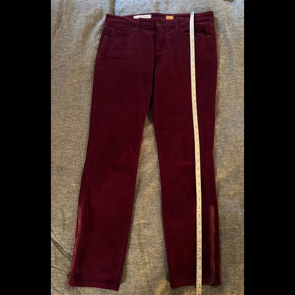 ANTHROPOLOGIE PILCRO FIT STET BURGUNDY CORDUROY ANKLE ZIP PANTS - Size 29 - Picture 13 of 16
